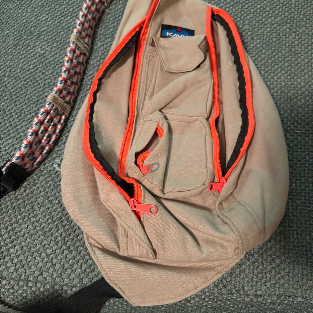 Kavu Tan Backpack with Orange Accents